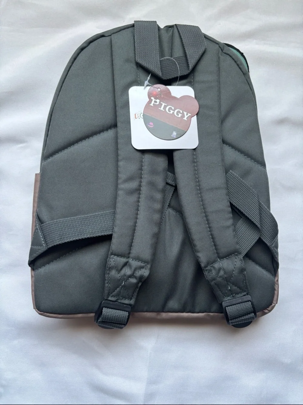 PIGGY Zompiggy Face Backpack (School Bag w/ 3D Charm, Zipper Pocket)
